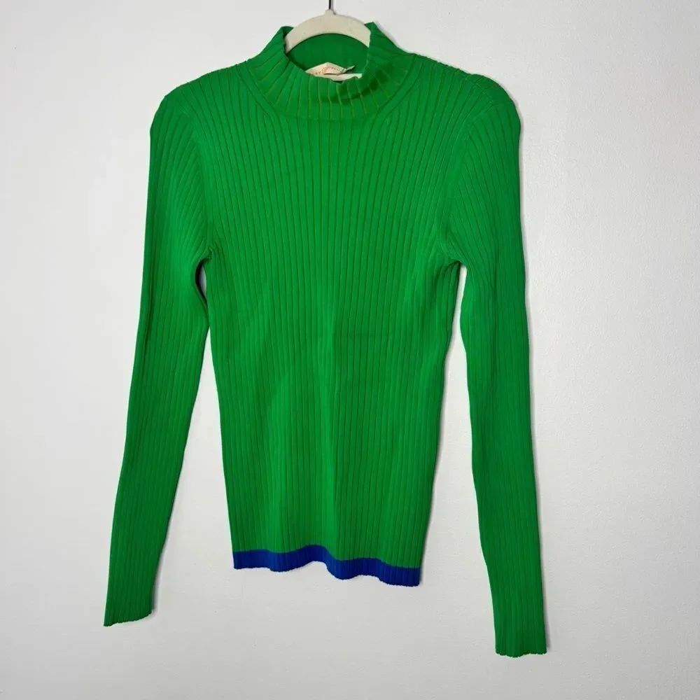 Tory Burch green and blue stretch sweater